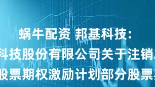 蜗牛配资 邦基科技: 山东邦基科技股份有限公司关于注销2024年股票期权激励计划部分股票期权的公告内容摘要